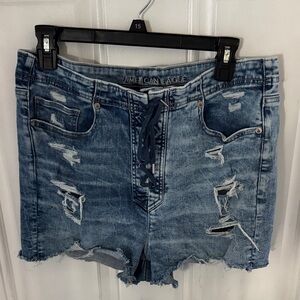 American Eagle Outfitters Lace-Up Blue Jean Shorts